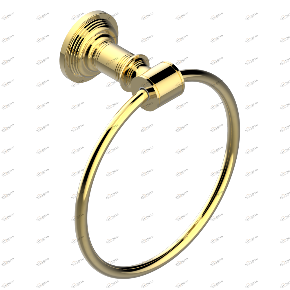 U9E-504N Полотенцедержатель-кольцо-Ø 180 мм одинарное Thg-paris West coast с ручками-крестиками с чёрным ониксом Покрытие PVD золотистый цвет U9E-504N CAT.F