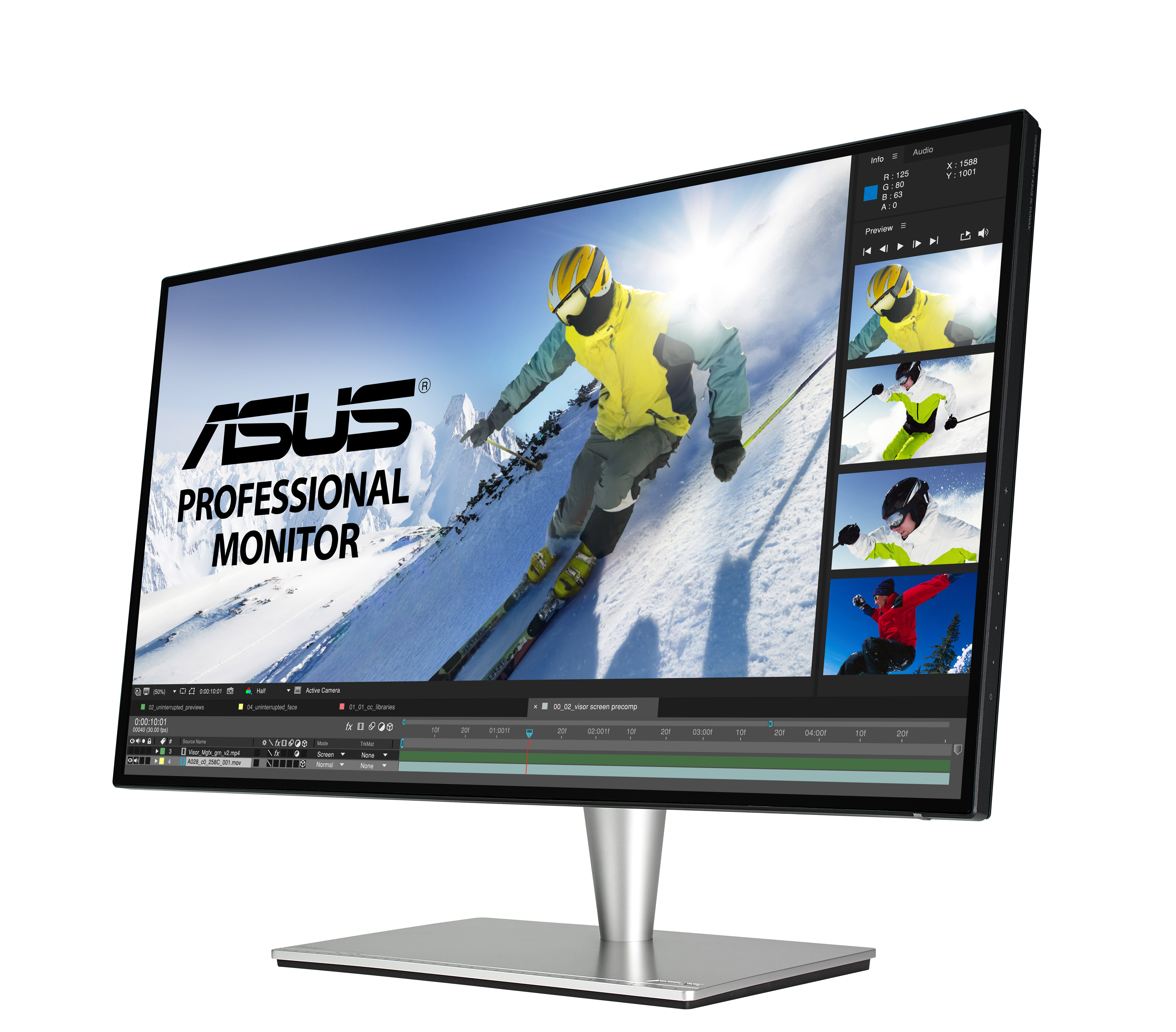 90LM02N0-B01370 proart pa27ac 27" professional monitor, wqhd (2560x1440), ips 4 side-frameless, hdr, 100% srgb/rec.709, △e< 2, thunderbold typec usb 3/bk/5ms/dp+hdmi+speaker ASUS ASUS ProArt Santreyd  - Вид №3