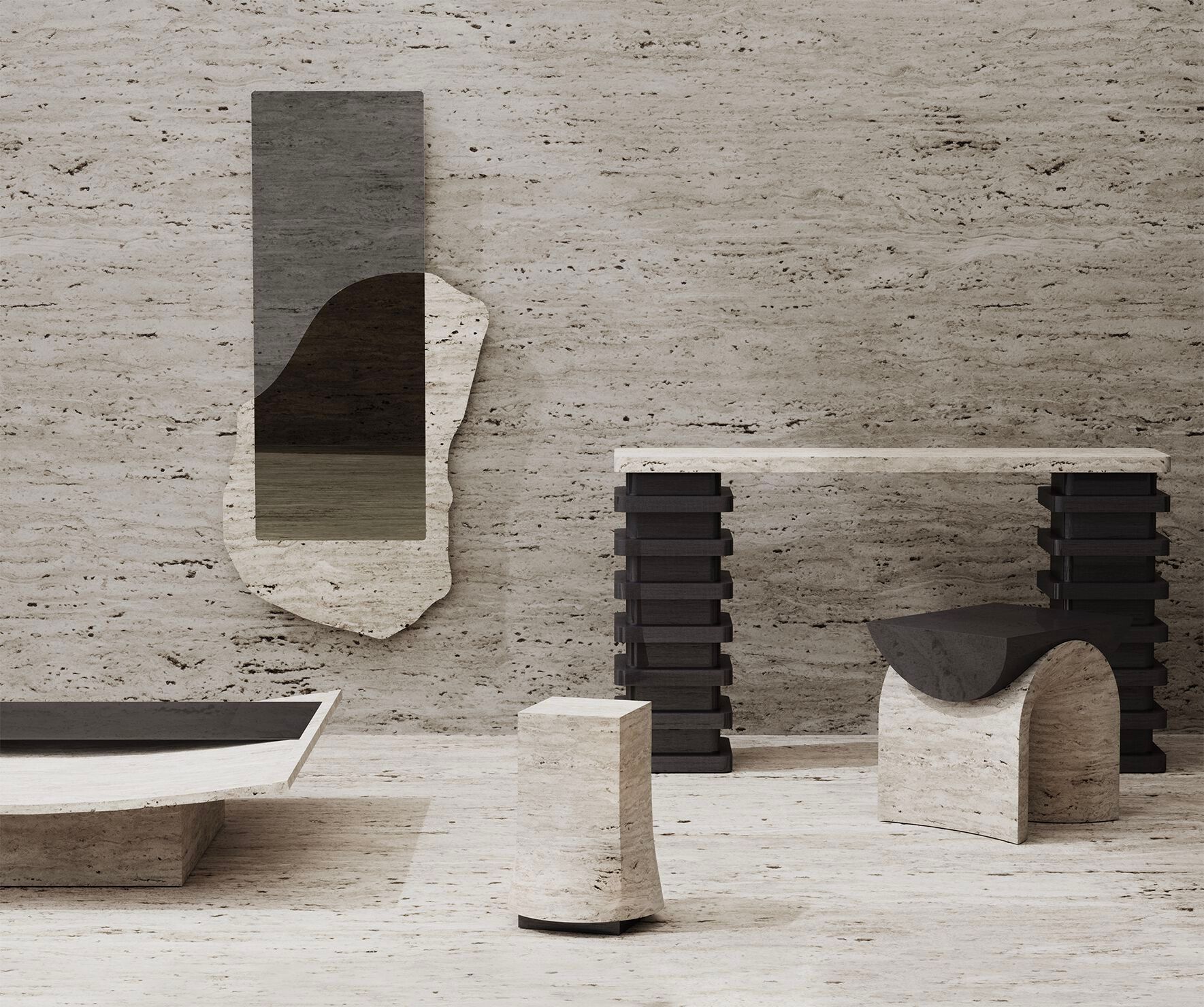 Прямоугольное зеркало из травертина Movimento Gallery Studio Zero ARCH-00029776 - Вид №3