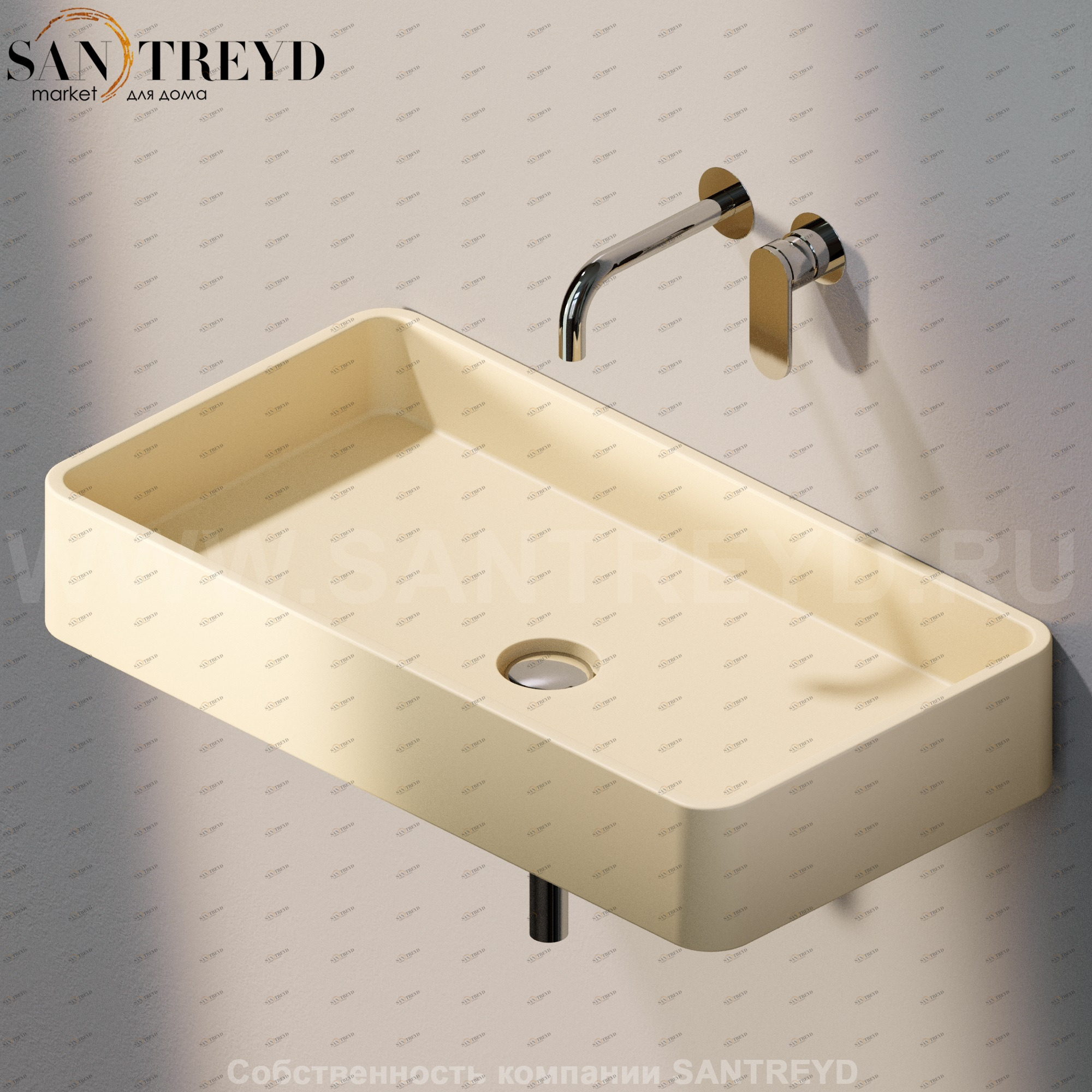 MWL751019 Подвесная раковина настенная прямоугольная Ceramica Flaminia Miniwash бежевая