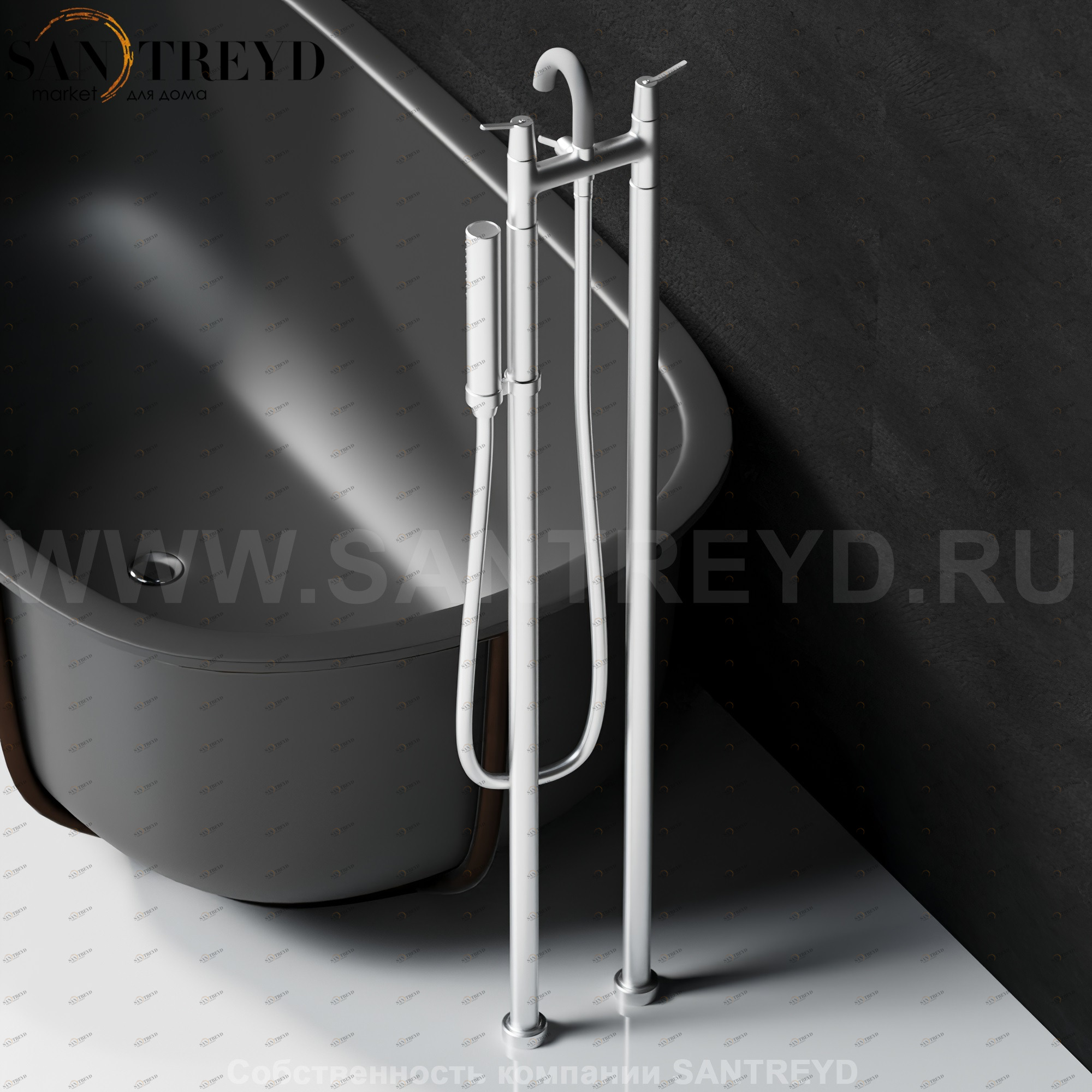 Смеситель с ручным душем ARUB170W000CSP FEZ для ванны хромированный матовый Agape