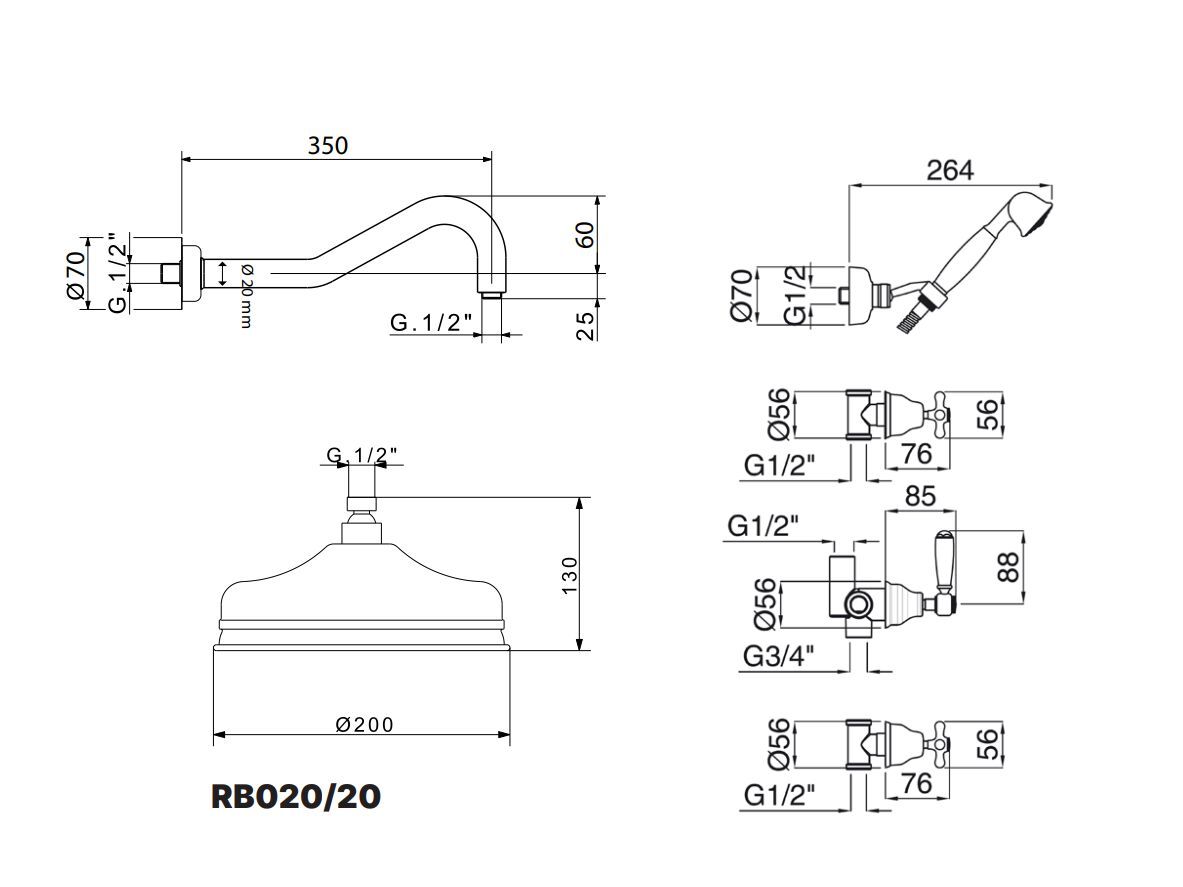 Встраиваемый набор для душа с ручным душем и душем Gaia Mobili Complements ARCH-00147126 - Вид №2