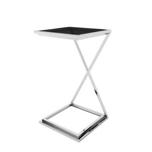 Прикроватный столик хром с черным топом 33 см Gigi DELIGHT COLLECTION  00-3869934 Хром