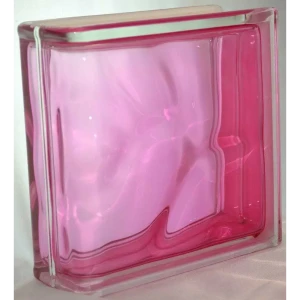 Стеклоблок Vitrablock Волна окрашенный внутри торцевой цвет розовый