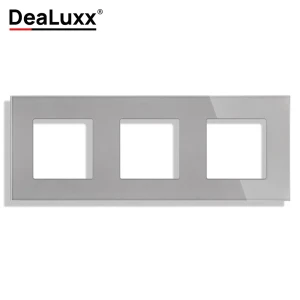 91708897 Рамка для розеток и выключателей Dealuxx 3 поста стекло цвет серый STLM-1118908