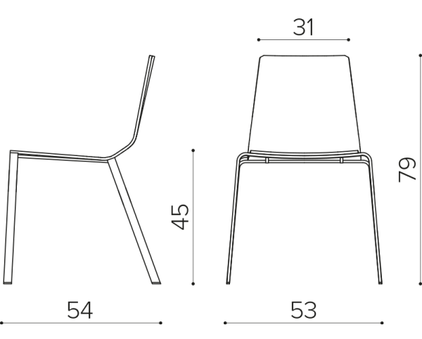 MA 1004 Wooden chair with steel 4 legs base True Design Marina - Вид №1