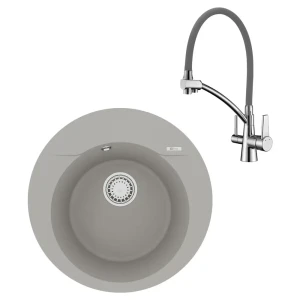 91109780 Врезная мойка Lemark Sula LM3071C 50x50x18 см кварц цвет серый/хром STLM-1463301