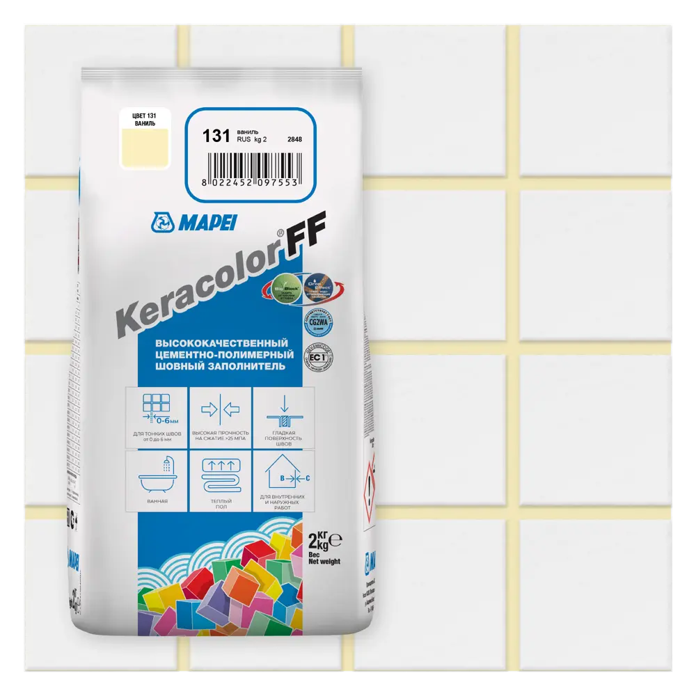 Затирка цементная MAPEI Keracolor FF Ваниль для плитки и мозаики 81981437 STLM-1483378