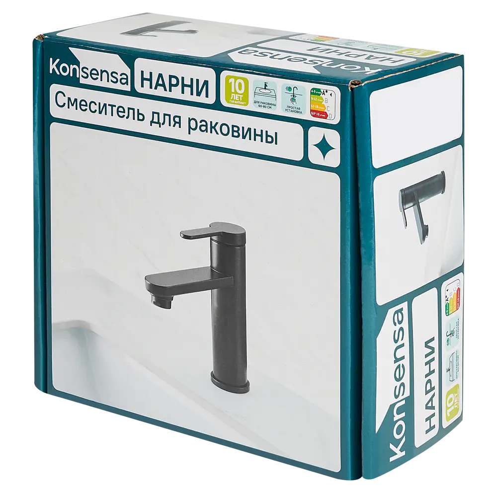 Смеситель для раковины KONSENSA Нарни MA3643PC однорычажный цвет черный матовый 89397900 STLM-2188236 - Вид №7