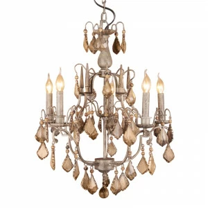 Люстра 3006-D5 от Delight Collection серебряная/янтарная DELIGHT COLLECTION ДИЗАЙНЕРСКИЕ 247081 Серебро;янтарный