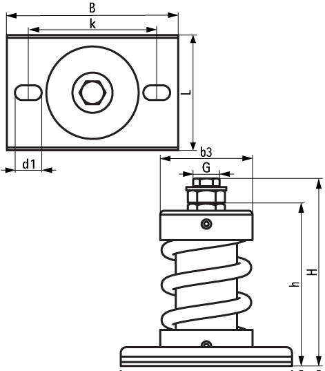 2801901250 VibraTek® MS-1X-CBL Spring Mount high performance spring isolator for use with A-L1 welding bracket and concrete inertia base frames walraven  - Вид №1