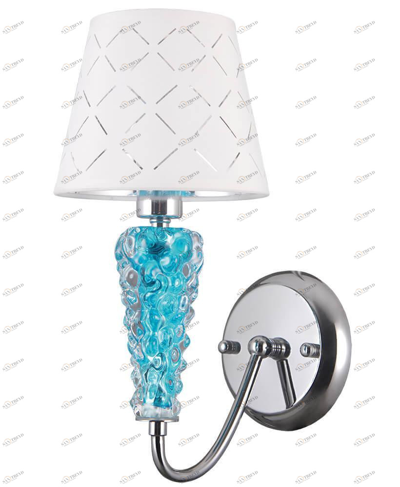 Бра металлическое с абажуром белое "Ланс" 1017/1W-CR-WT LUMIEN HALL ЛАНС 00-3929725 Белый;синий 