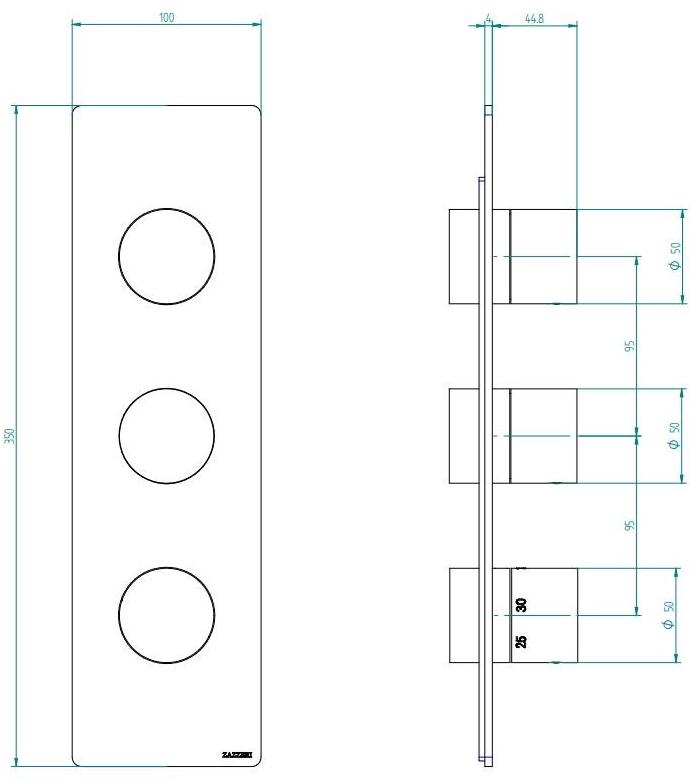 ZAZZERI Компактный 2-ходовой интеллектуальный термостатический смеситель Qquadro sun-id-1435342 - Вид №4