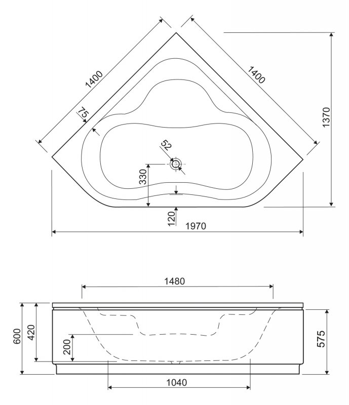 Акриловая ванна CEZARES PLITVICE-140-140-41  - Вид №2
