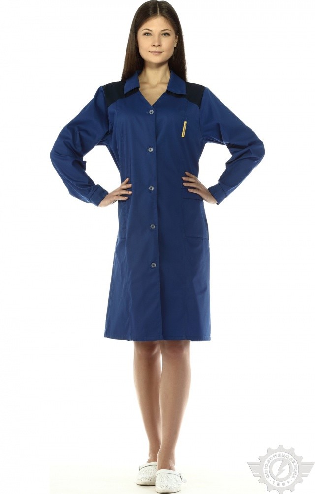 65717 Халат "Мастерица" женский василек с темно-синим  Одежда для обслуживающего персонала  размер 44-46/158-164 Спецодежда  - Вид №5