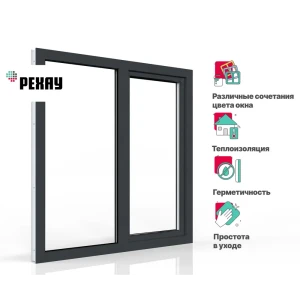 91397071 Пластиковое окно ПВХ Rehau двухстворчатое поворотное-откидное левое/глухое правое 1200x1200мм (ВхШ) двухкамерный стеклоп STLM-1332485