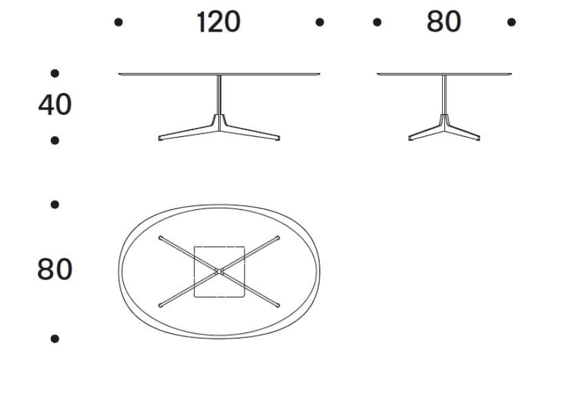 Овальный журнальный столик с мраморной столешницей и основанием с 4 спицами Saba Italia ARCH-00035727 - Вид №5