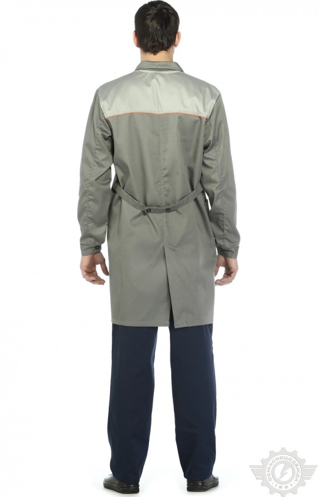 65750 Халат "Профессионал" мужской темно-серый со светло-серым  Одежда для обслуживающего персонала  размер 48-50/170-176 Спецодежда  - Вид №3