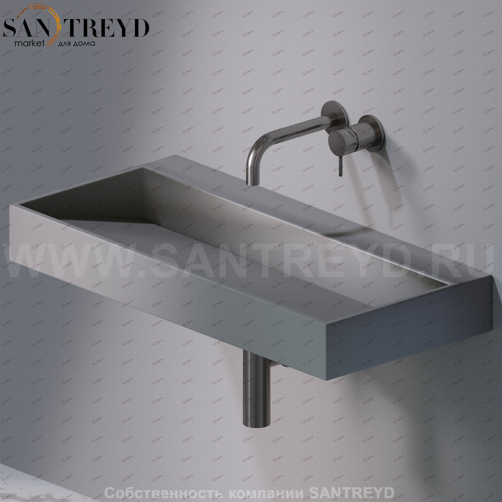 L011T1RPV4.116 Подвесная раковина настенная прямоугольная A. e T. Italia P35 серая AeT ITALIA