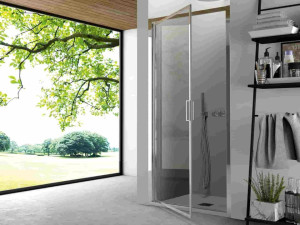 Алюминиевая и стеклянная нишевая душевая кабина с распашной дверью