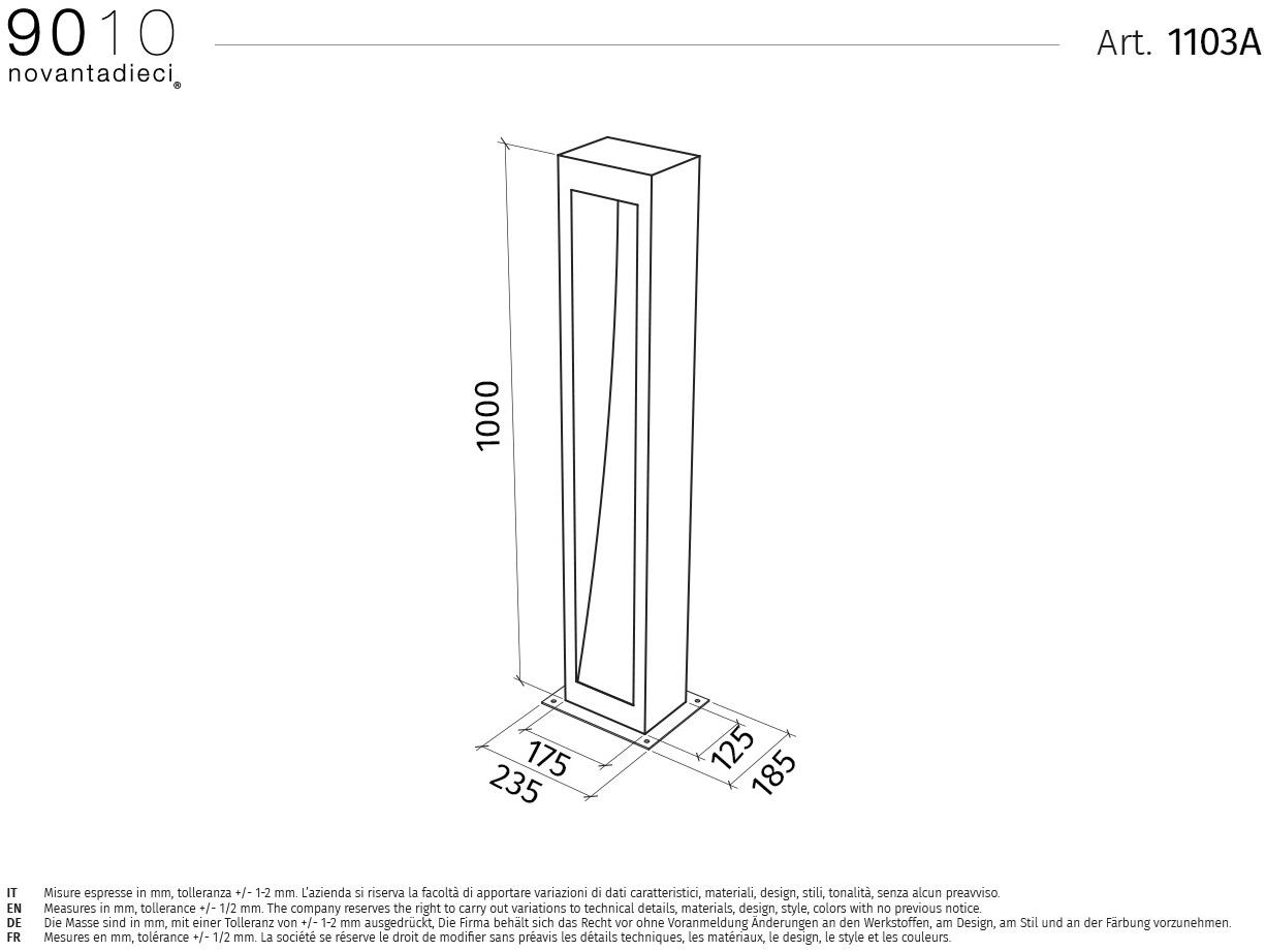 9010 novantadieci Светодиодный столбик из бетали®  1103a  - Вид №4