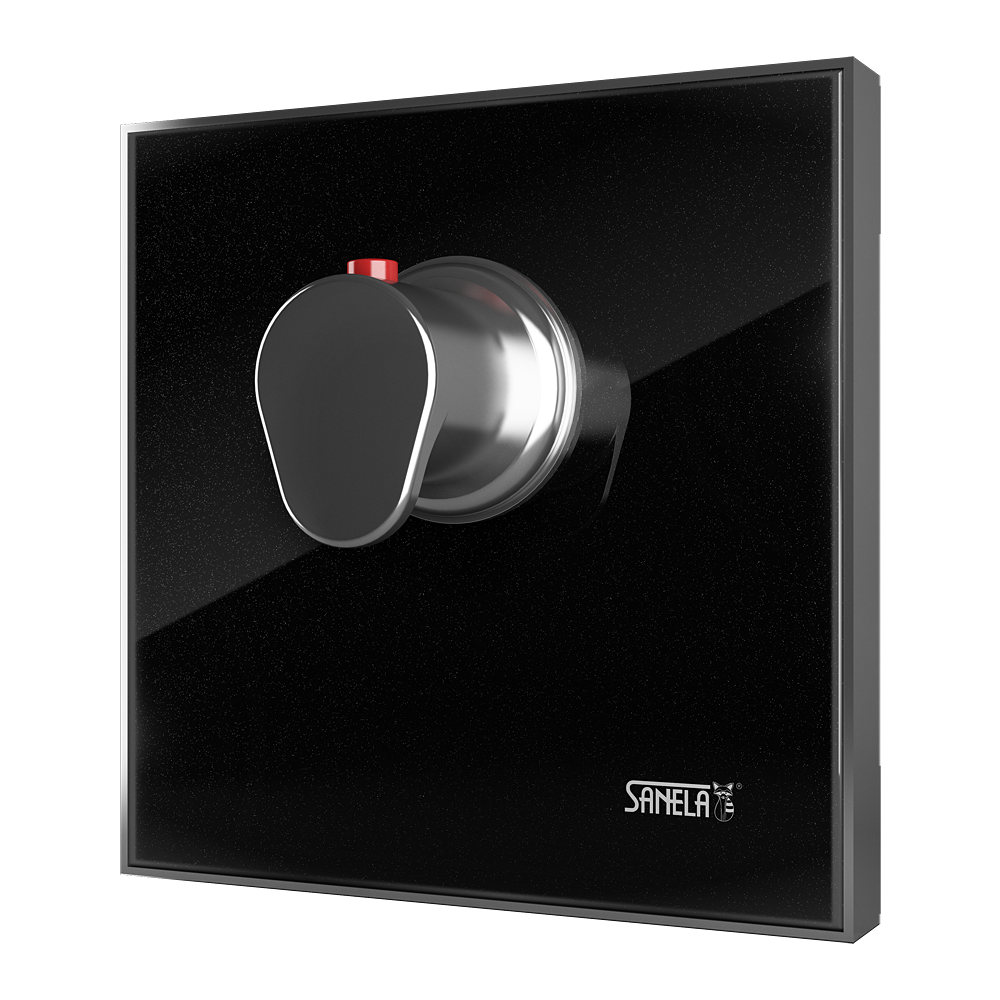 09123 Термостатический вентиль 1/2“ в стеклянной панели, цвет стекланной крышки REF 0337 металлически-чёрный SANELA 