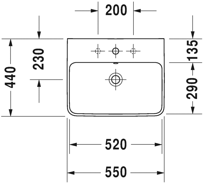 2335553200 Подвесная раковина настенная овальная Duravit ME BY STARCK - Вид №1