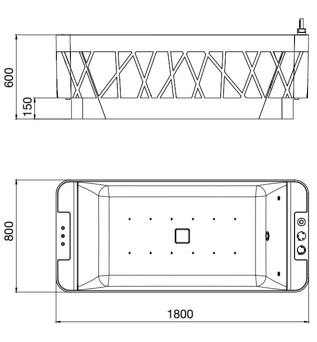 Прямоугольная ванна в центре комнаты с джакузи Kinedo Saphir ARCH-00068763 - Вид №5