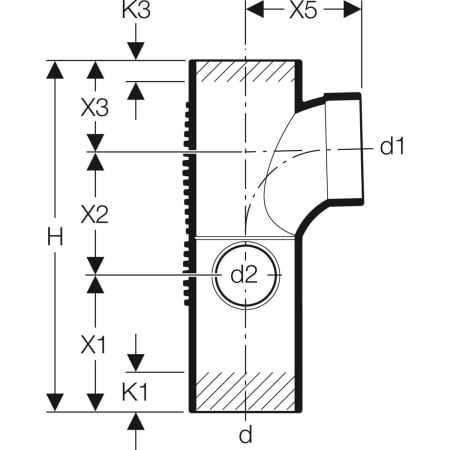 GEBERIT 310.817.14.1 Крестовина двухплоскостная комбинированная Geberit Silent-db20, 88,5°, левая  - Вид №3