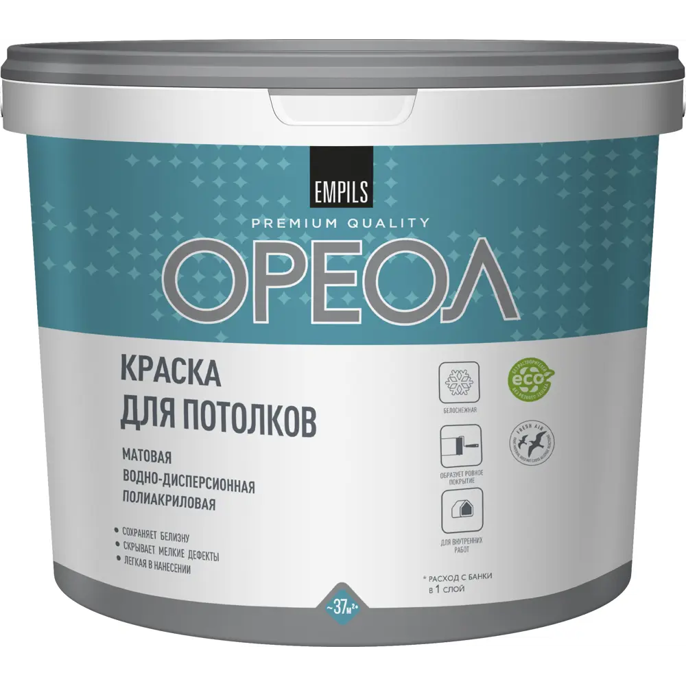 Краска для потолков Ореол матовая цвет белоснежный 6.5 кг STLM-2073143