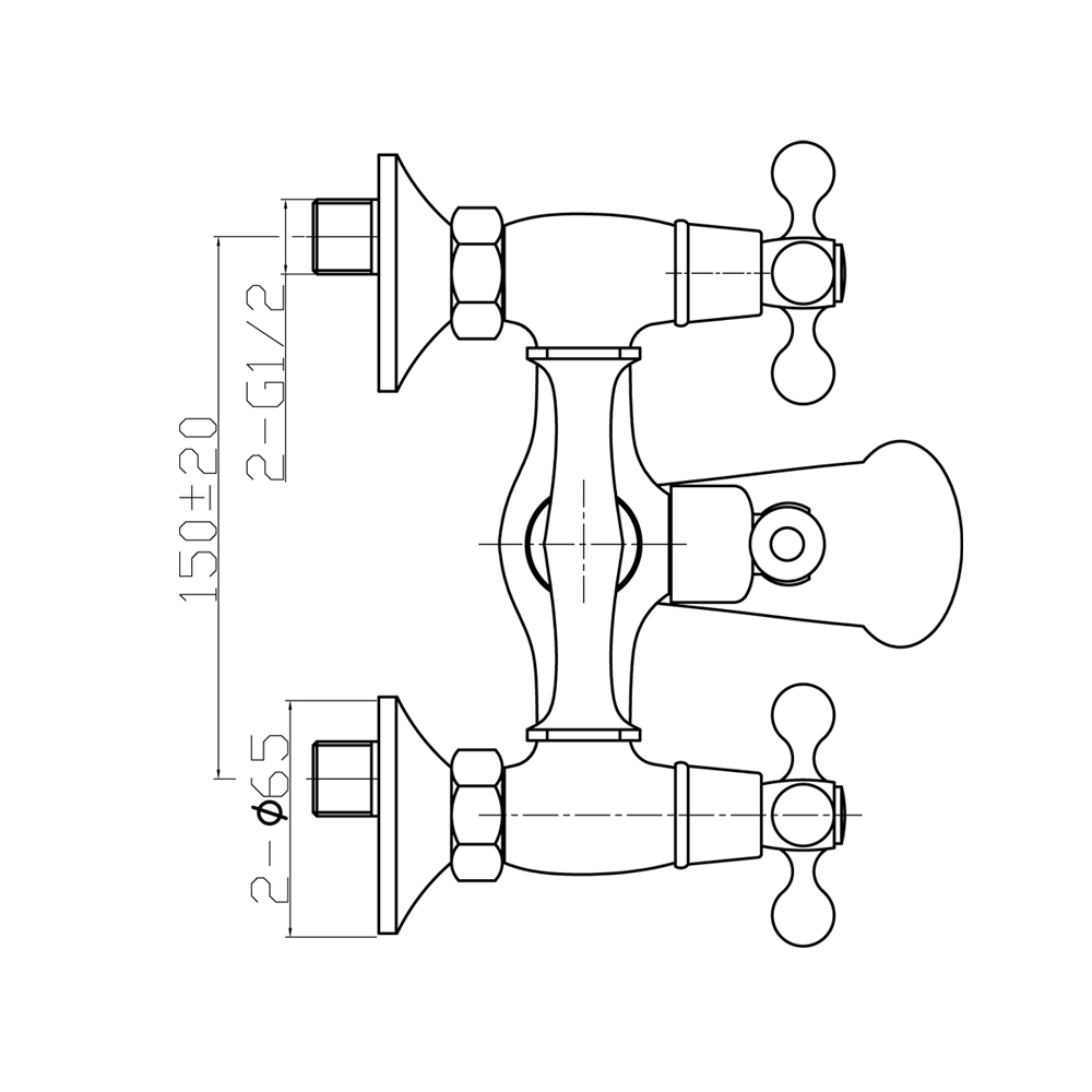 Смеситель для ванны Raiber R0090 двухрычажный R0090 Santreyd  - Вид №2