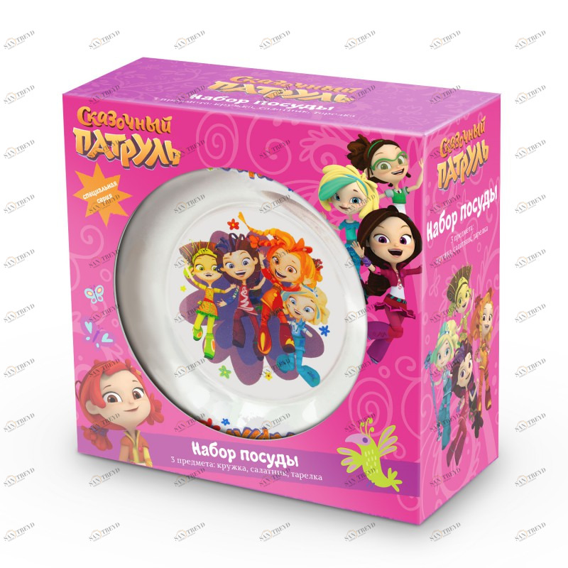 Набор стеклянной посуды в подарочной упаковке "Сказочный патруль. Цветочки", 3 предмета ND PLAY СКАЗОЧНЫЙ ПАТРУЛЬ 335846 Прозрачный Santreyd 