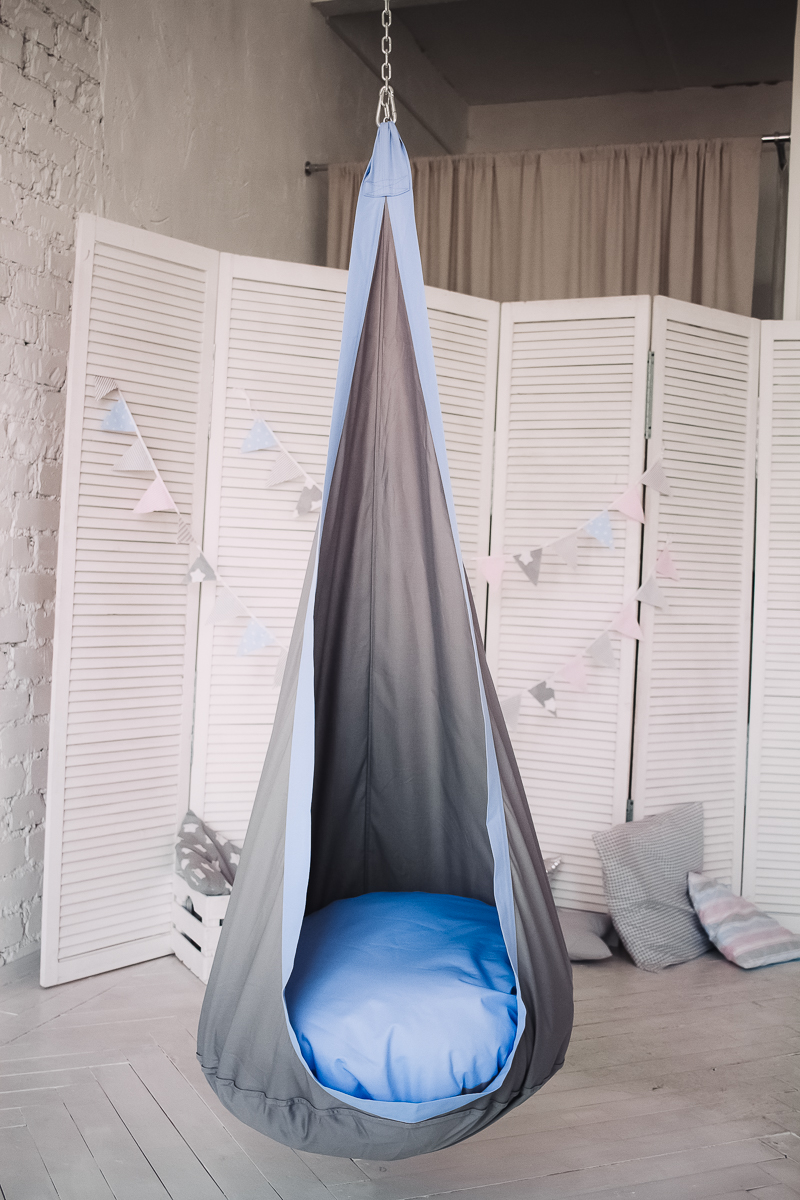 Подвесное кресло-кокон серо-голубое ПОКАЧАЙКА  326711 Серый Santreyd  - Вид №3