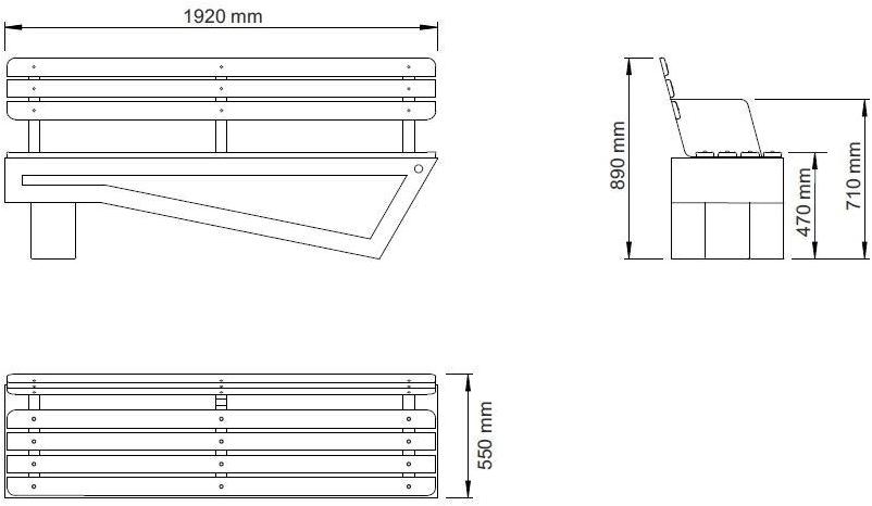 ENCHO ENCHEV - ETE Скамейка из бетона и дерева со спинкой  120  - Вид №5