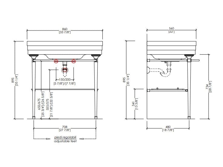 Латунная напольная раковина с держателем для полотенец Devon&Devon NOBEL ARCH-00118105 - Вид №2