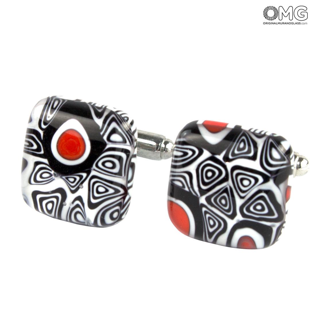 3987 ORIGINALMURANOGLASS Запонки Миллефиори - муранское стекло OMG 1 см  - Вид №1