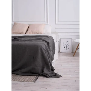 90471206 Покрывало Almaforhome Wafer 200x220 см, трикотаж, цвет темно-серый STLM-1054291