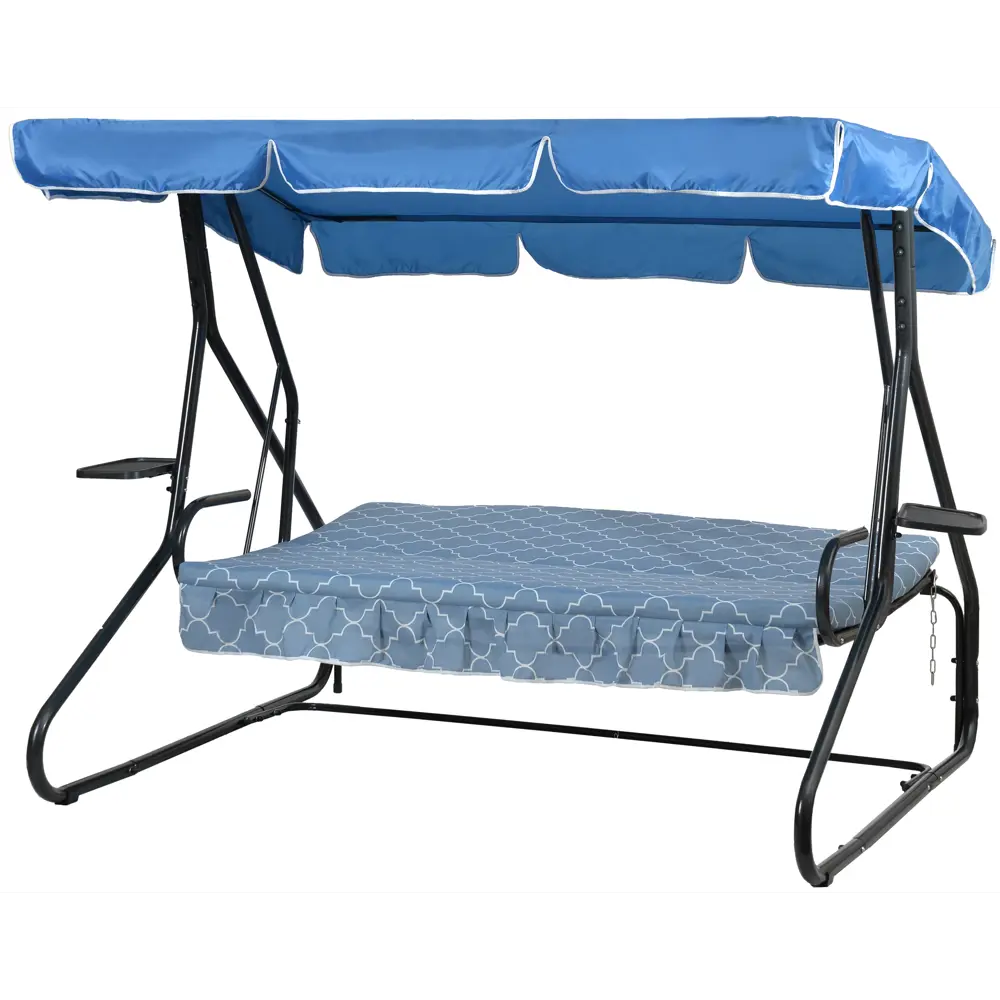 Качели садовые BEGINIA Losanna 2-х местные до 280 кг металл голубой STLM-2054043 - Вид №3