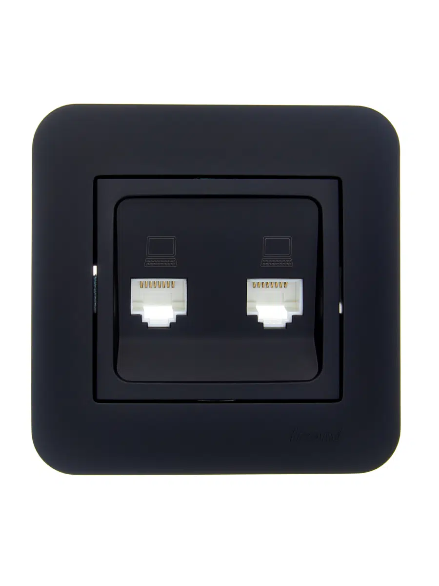 ASTI Розетка компьютерная двойная чёрный бархат LEZARD 7081-4242-141