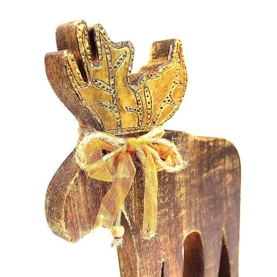 Украшение новогоднее деревянное "Олень" Reindeer, 29х19х6 см ENJOYME  253093 Золото  - Вид №5