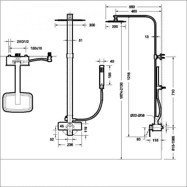 Душевой гарнитур PHILLIS F956101C-A-ENG bravat - Вид №1