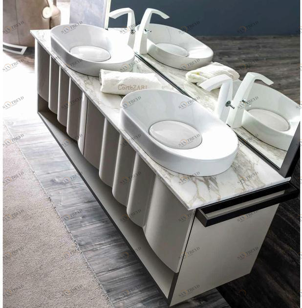 CorteZari Тумба под умывальник подвесная двойная Zoe gold 122