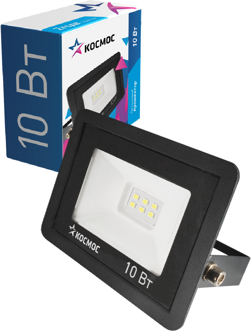 90154737 Прожектор светодиодный уличный 10 Вт 6500К IP65 цвет черный STLM-0118051 КОСМОС