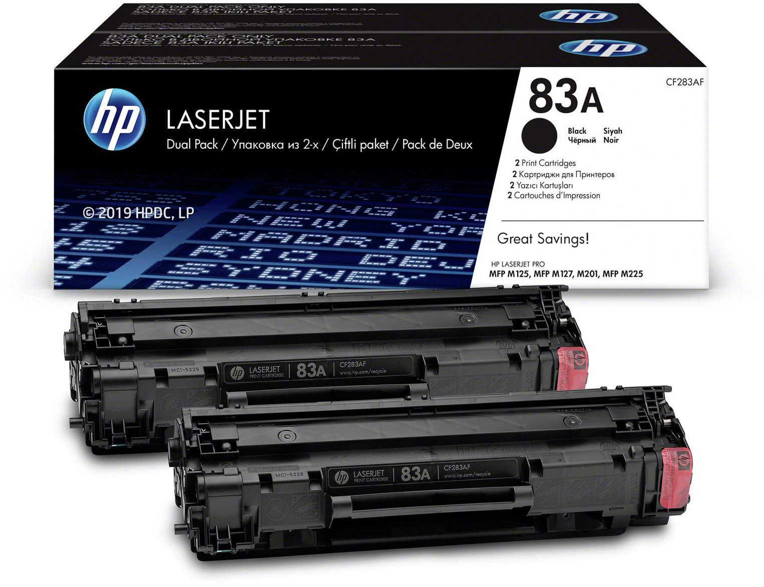 CF283AF 83a 2-pack black original laserjet toner cartridges () HP Santreyd  - Вид №1