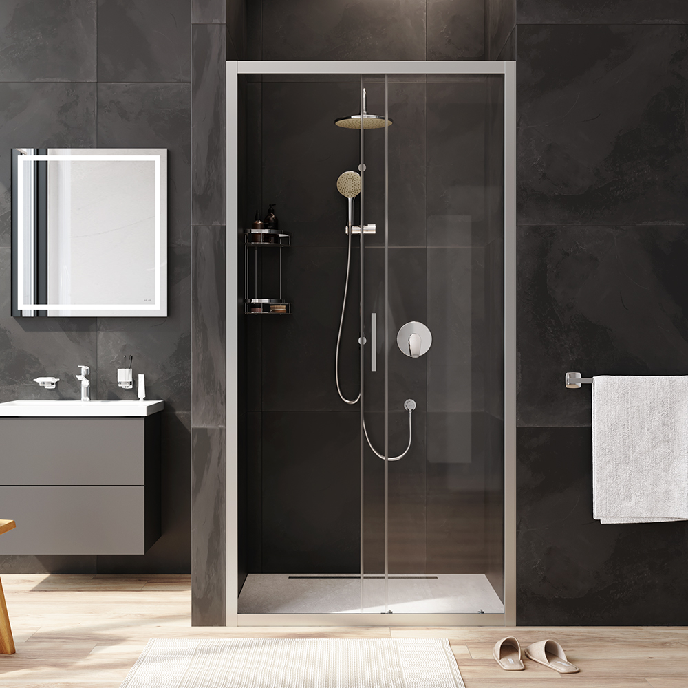 W90G-100-1-195MT Solo Дверь душевая 100х195 стекло прозрачное профиль матовый хром AM.PM Gem - Вид №2