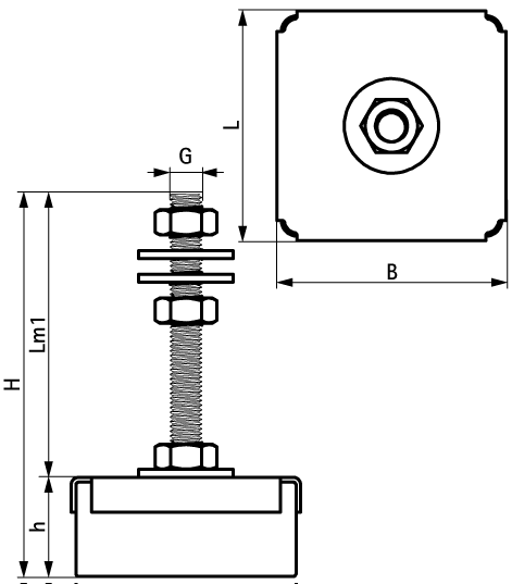 2800103000 VibraTek® MR-L 3000/M10 Rubber Levelling Mount rubber mount with M10 connection for equipment isolation and levelling walraven  - Вид №1