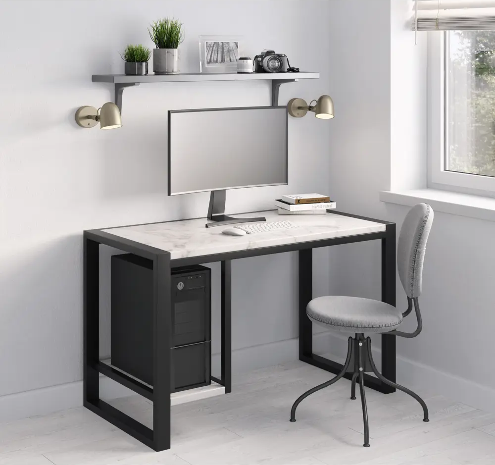 90817322 Компьютерный стол Weldwood Milano л 122x75x64 см металл цвет белый глянец STLM-0396001