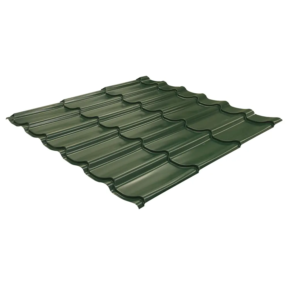 Металлочерепица 0.5 мм ГОСТ 1170x1180 мм RAL 6005 зеленый Grand Line STLM-2203837 - Вид №1