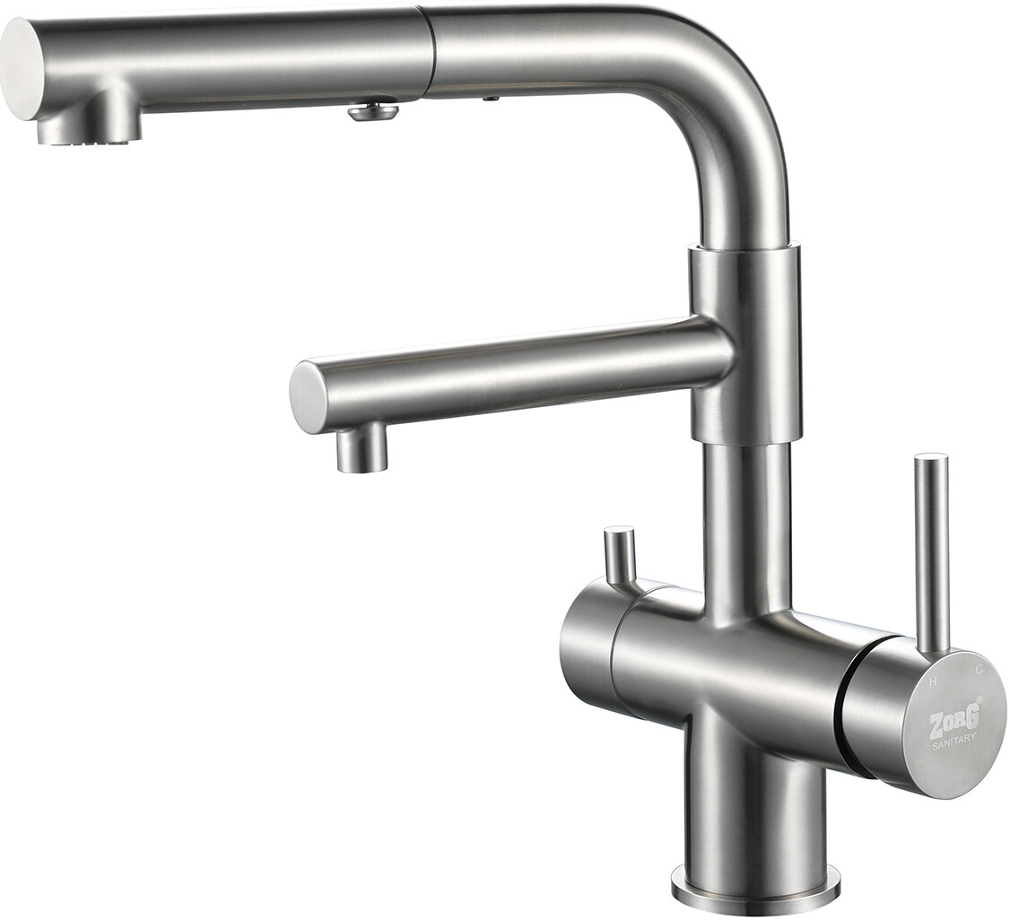 Смеситель ZorG Inox SZR-3216 для кухонной мойки, сталь