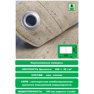 91350519 Брезентовая штора Бриз Пк Эконом с люверсами 350x220 см STLM-1071921